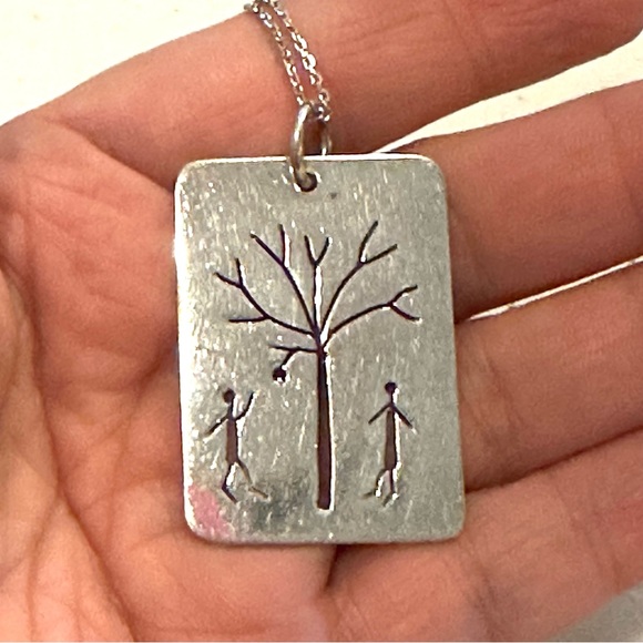 Sterling Silver Adam & Eve Necklace, pendant & chain marked & acid tested .925 - Picture 6 of 13